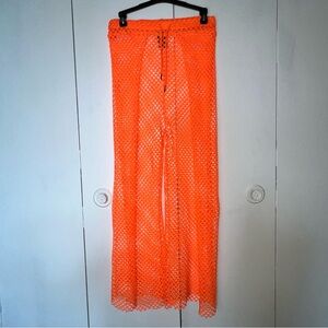 Vibrant Orange Crochet Beach coverup Pants One size (M)
